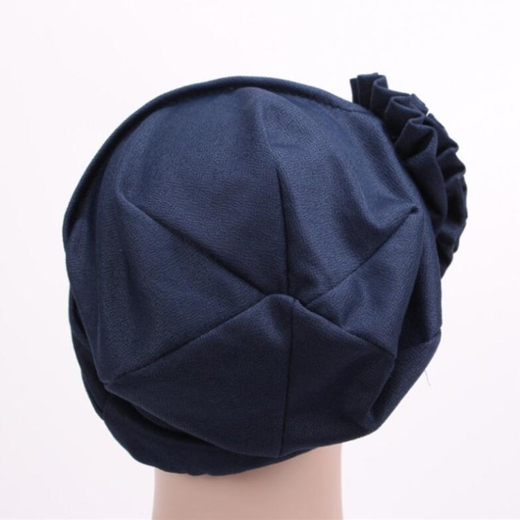 Solid Color Side Flower Turban Hat Women Confinement Hat, Size:Adjustable(Black) - Turban by PMC Jewellery | Online Shopping South Africa | PMC Jewellery