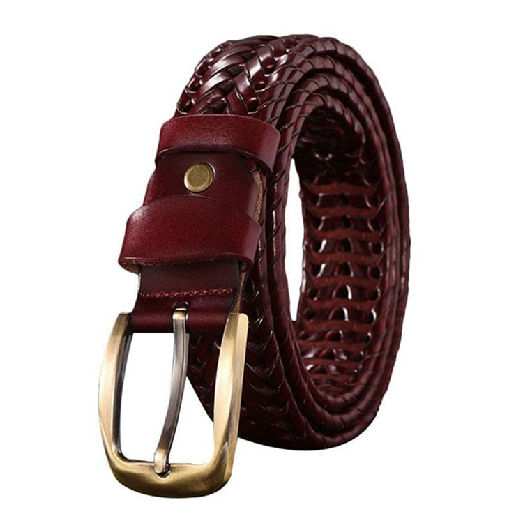 Wide Edition Hand Woven Lacquered Genuine Leather Waistband for Men, Belt Length:120cm(Wine Red) - Belts by PMC Jewellery | Online Shopping South Africa | PMC Jewellery