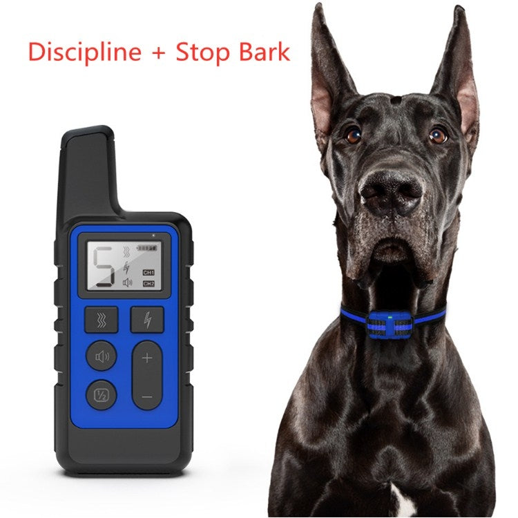 500m Dog Training Bark Stopper Remote Control Electric Shock Waterproof Electronic Collar(Blue) - Training Aids by PMC Jewellery | Online Shopping South Africa | PMC Jewellery