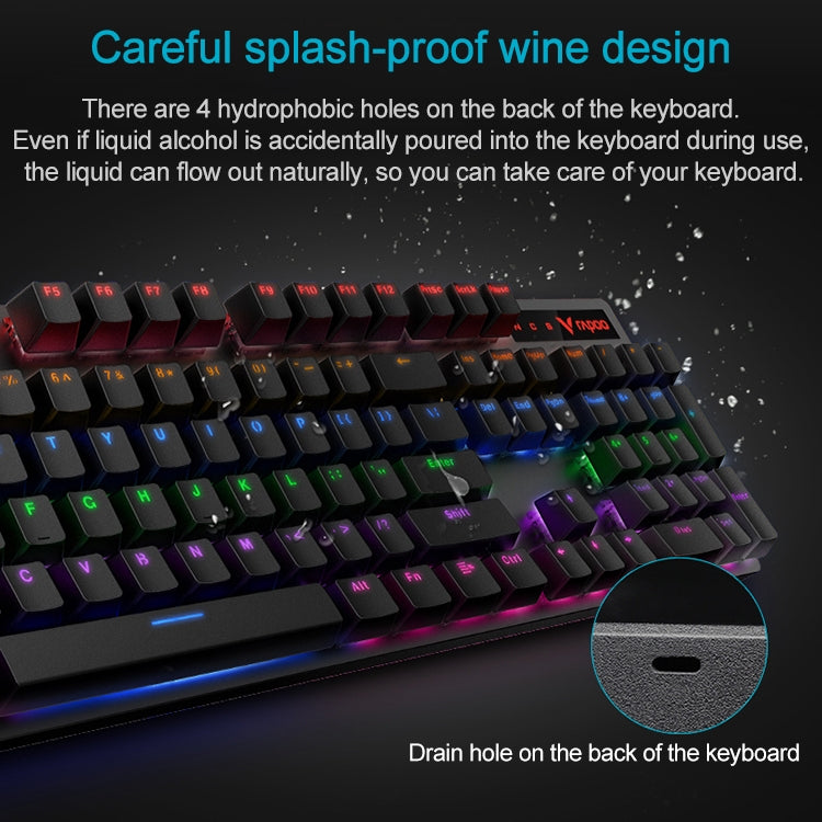 Rapoo V500 PRO Mixed Light 104 Keys Desktop Laptop Computer Game Esports Office Home Typing Wired Mechanical Keyboard(Tea Shaft) - Wired Keyboard by Rapoo | Online Shopping South Africa | PMC Jewellery | Buy Now Pay Later Mobicred