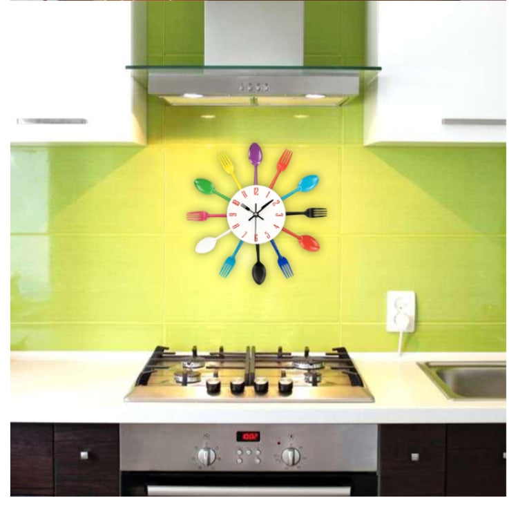 Cutlery Metal Kitchen Wall Clock Spoon Fork Creative Quartz Wall Mounted Clocks Modern Design Decorative Horloge Green - Wall Clock by PMc TechLife | Online Shopping South Africa | PMc TechLife | Buy Now Pay Later Mobicred