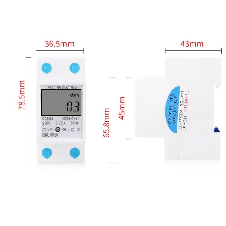 DDS528 5-32A 230V 50Hz Single-phase Household DIN Rail Electronic Multi-function Energy Meter - Current & Voltage Tester by PMC Jewellery | Online Shopping South Africa | PMC Jewellery