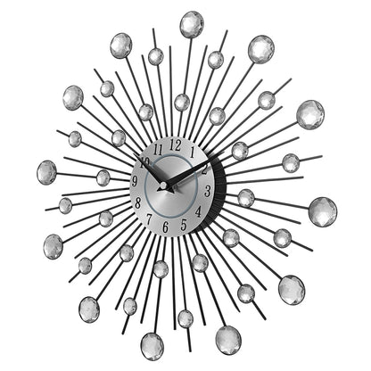 Creative Wall Clock Crystal Silver Wrought Iron Wall Clock Personality Art Decoration Living Room Bedroom Clock - Wall Clock by PMC Jewellery | Online Shopping South Africa | PMC Jewellery