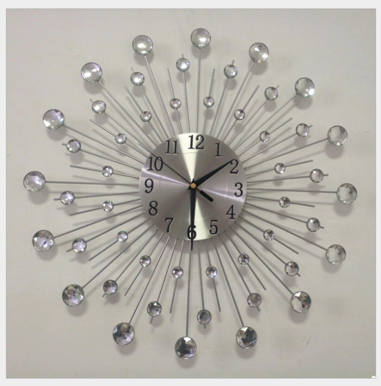 Creative Wall Clock Crystal Silver Wrought Iron Wall Clock Personality Art Decoration Living Room Bedroom Clock - Wall Clock by PMC Jewellery | Online Shopping South Africa | PMC Jewellery
