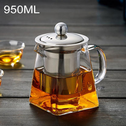 Stainless Steel Clear Heat Resistant Glass Filter Tea Pot, Capacity: 950ml - Teapots by PMC Jewellery | Online Shopping South Africa | PMC Jewellery