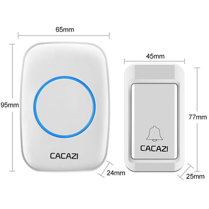 CACAZI A10G One Button One Receivers Self-Powered Wireless Home Cordless Bell, US Plug(White) - Wireless Doorbell by CACAZI | Online Shopping South Africa | PMC Jewellery