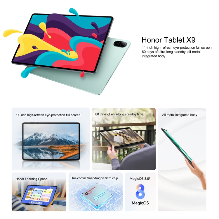 Honor Pad X9 WiFi Tablet PC, 11 inch 8GB+256GB MagicOS 8.0 Qualcomm Snapdragon 680 Octa Core (Grey) - Huawei by Huawei | Online Shopping South Africa | PMC Jewellery | Buy Now Pay Later Mobicred