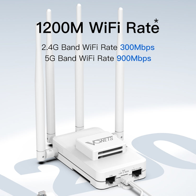 VONETS VAR1200-L 1200Mbps Wireless Bridge Built-in Antenna Dual-Band WiFi Repeater, With DC Adapter Set - Wireless Routers by VONETS | Online Shopping South Africa | PMC Jewellery | Buy Now Pay Later Mobicred