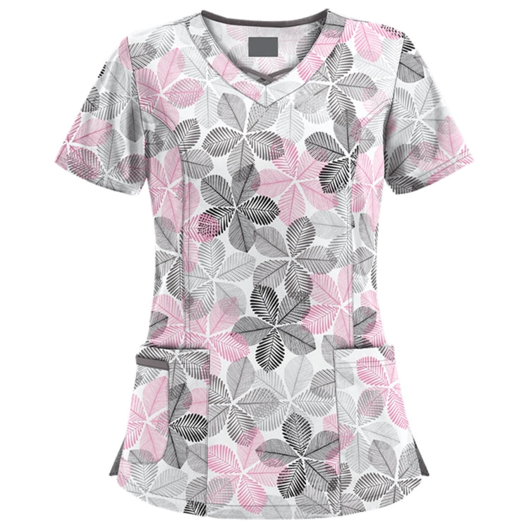 Mid-length Slim-fitting Printed Pullover Nurse Uniform V-neck T-shirt (Color:Pink Size:XXXL) - T-shirt by PMC Jewellery | Online Shopping South Africa | PMC Jewellery