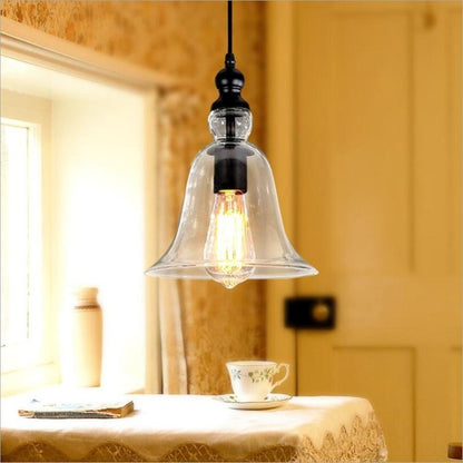 E27 Retro Industrial Hanging Lamp Small Bell Transparent Glass Pendant Light (Warm White) - Celling Lights & Chandeliers by YWXLight | Online Shopping South Africa | PMC Jewellery