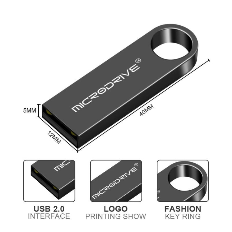 MicroDrive 128GB USB 2.0 Metal Waterproof High Speed U Disk(Black) - USB Flash Drives by MicroDrive | Online Shopping South Africa | PMC Jewellery | Buy Now Pay Later Mobicred