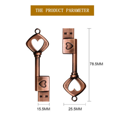 MicroDrive 128GB USB 2.0 Copper Love Key U Disk - USB Flash Drives by MicroDrive | Online Shopping South Africa | PMC Jewellery | Buy Now Pay Later Mobicred