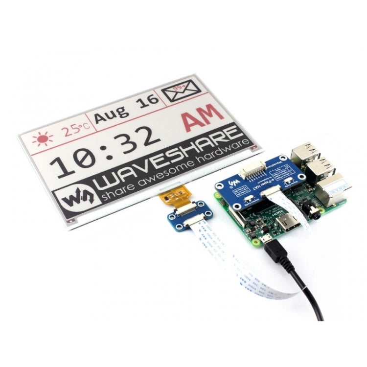 Waveshare 7.5 inch 640x384 E-Ink Display HAT for Raspberry Pi, Three-color, SPI Interface - Modules Expansions Accessories by Waveshare | Online Shopping South Africa | PMC Jewellery | Buy Now Pay Later Mobicred