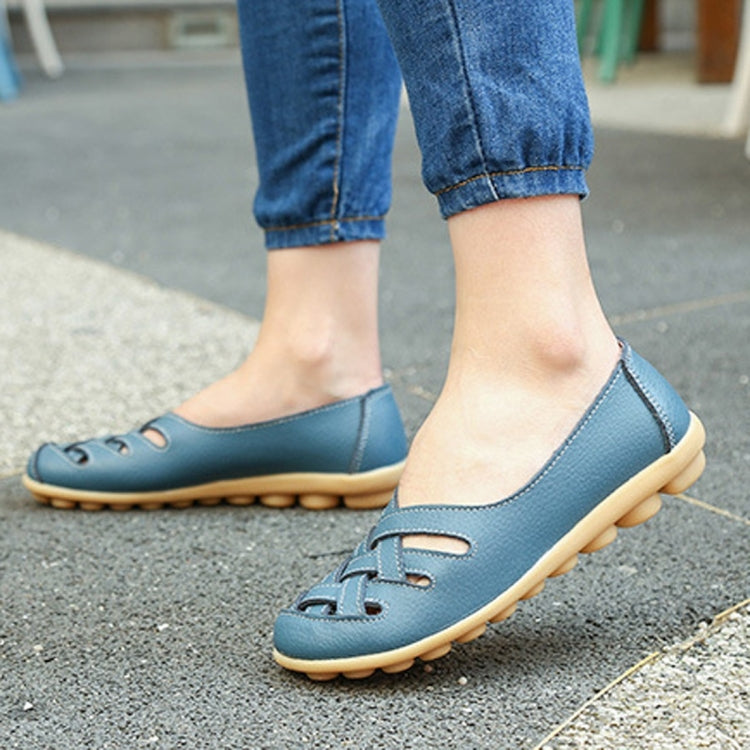 Hollow Woven Casual Nurse Shoes Cover Foot Peas Shoes for Women (Color:Blue Size:37) - Casual Shoes by PMC Jewellery | Online Shopping South Africa | PMC Jewellery