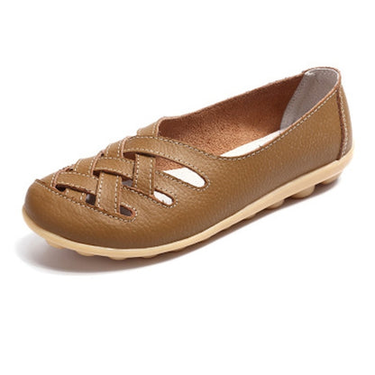 Hollow Woven Casual Nurse Shoes Cover Foot Peas Shoes for Women (Color:Khaki Size:35) - Casual Shoes by PMC Jewellery | Online Shopping South Africa | PMC Jewellery