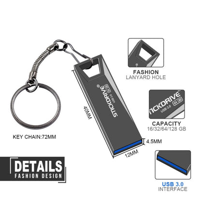 STICKDRIVE 128GB USB 3.0 High Speed Mini Metal U Disk (Black) - USB Flash Drives by STICKDRIVE | Online Shopping South Africa | PMC Jewellery | Buy Now Pay Later Mobicred