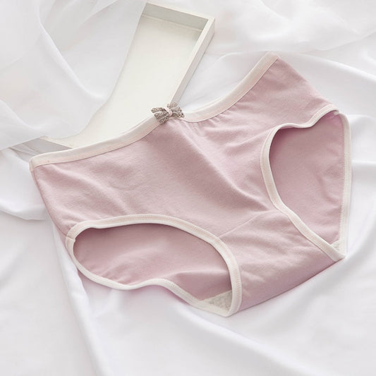 Bowknot Morandi Simple Girly Cotton Panties (Color:Taro Purple Size:L) - Ladies Underwear by PMC Jewellery | Online Shopping South Africa | PMC Jewellery
