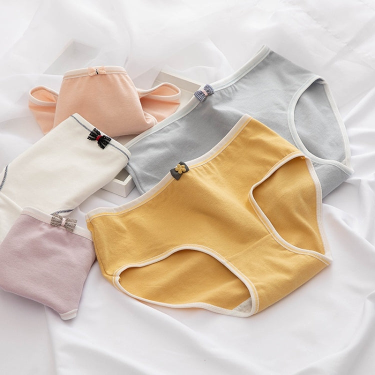Bowknot Morandi Simple Girly Cotton Panties (Color:Turmeric Size:L) - Ladies Underwear by PMC Jewellery | Online Shopping South Africa | PMC Jewellery | Buy Now Pay Later Mobicred