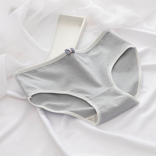 Bowknot Morandi Simple Girly Cotton Panties (Color:Gray Blue Size:L) - Ladies Underwear by PMC Jewellery | Online Shopping South Africa | PMC Jewellery
