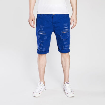 Summer Casual Ripped Denim Shorts for Men (Color:Sapphire Blue Size:L) - Pants by PMC Jewellery | Online Shopping South Africa | PMC Jewellery