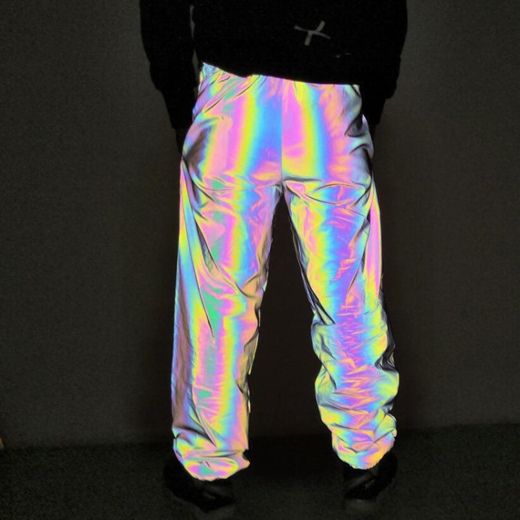 Spring And Autumn Fashion Colorful Reflective Pants Loose Slim-fit Pants For Men (Color:Black Size:M) - Pants by PMC Jewellery | Online Shopping South Africa | PMC Jewellery