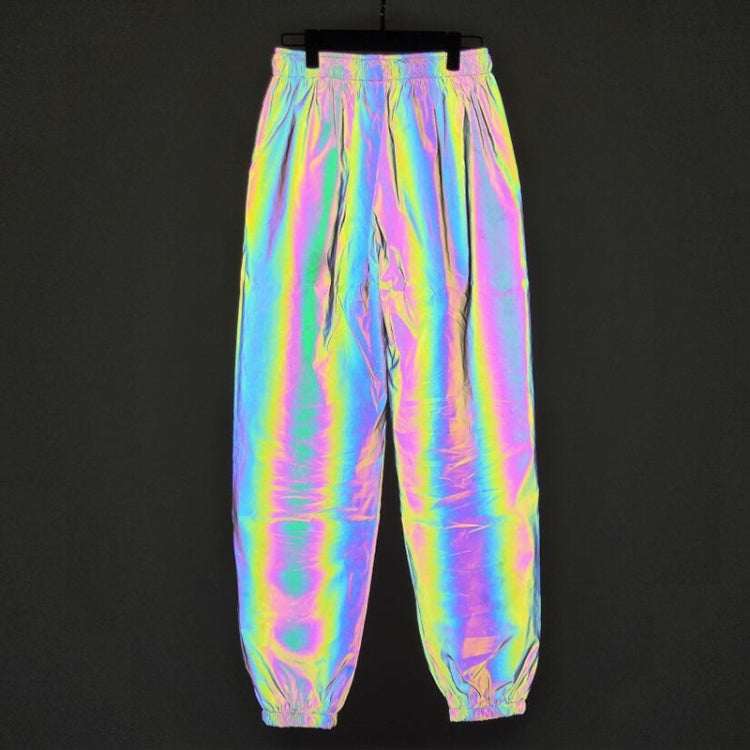 Spring And Autumn Fashion Colorful Reflective Pants Loose Slim-fit Pants For Men (Color:Black Size:M) - Pants by PMC Jewellery | Online Shopping South Africa | PMC Jewellery