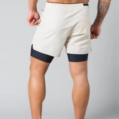 LYFT Loose Double Layer Quick-drying Fitness Shorts For Men (Color:Khaki Size:M) - Sports Shorts by PMC Jewellery | Online Shopping South Africa | PMC Jewellery