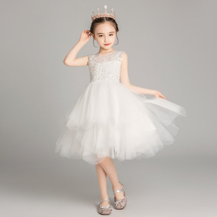 Sleeveless Short Lace Princess Dress Pettiskirt Performance Formal Dress for Girls (Color:White Size:150cm) - Girl Clothing by PMC Jewellery | Online Shopping South Africa | PMC Jewellery