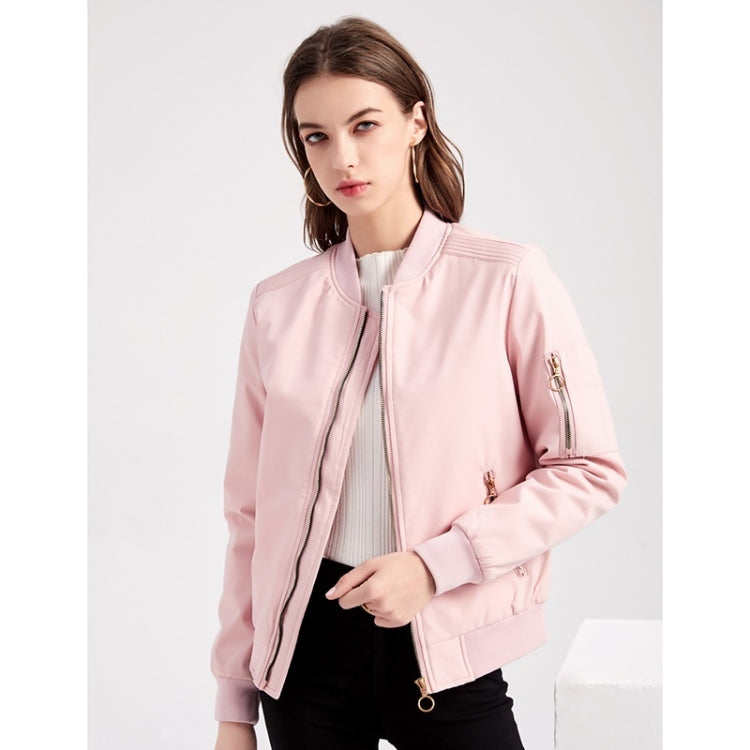 Autumn And Winter Thin Cotton Zipper Jacket Casual Coat For Women (Color:Pink Size:XL) - Jacket & Loose Coat by PMC Jewellery | Online Shopping South Africa | PMC Jewellery