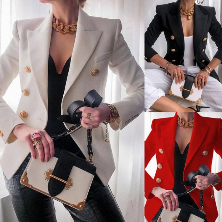 Solid Color Slim Long-sleeved Cardigan Short Suit Jacket for Ladies (Color:Beige Size:M) - Jacket & Loose Coat by PMC Jewellery | Online Shopping South Africa | PMC Jewellery