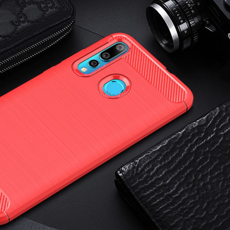 Brushed Texture Carbon Fiber Shockproof TPU Case for Huawei Nova 4 (Red) - Huawei Cases by PMC Jewellery | Online Shopping South Africa | PMC Jewellery