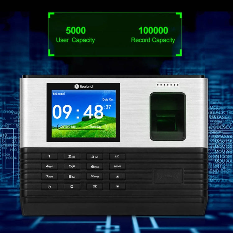 Realand AL355 Fingerprint Time Attendance with 2.8 inch Color Screen & ID Card Function & WiFi - free shipping - PMC TechLife - Order now!