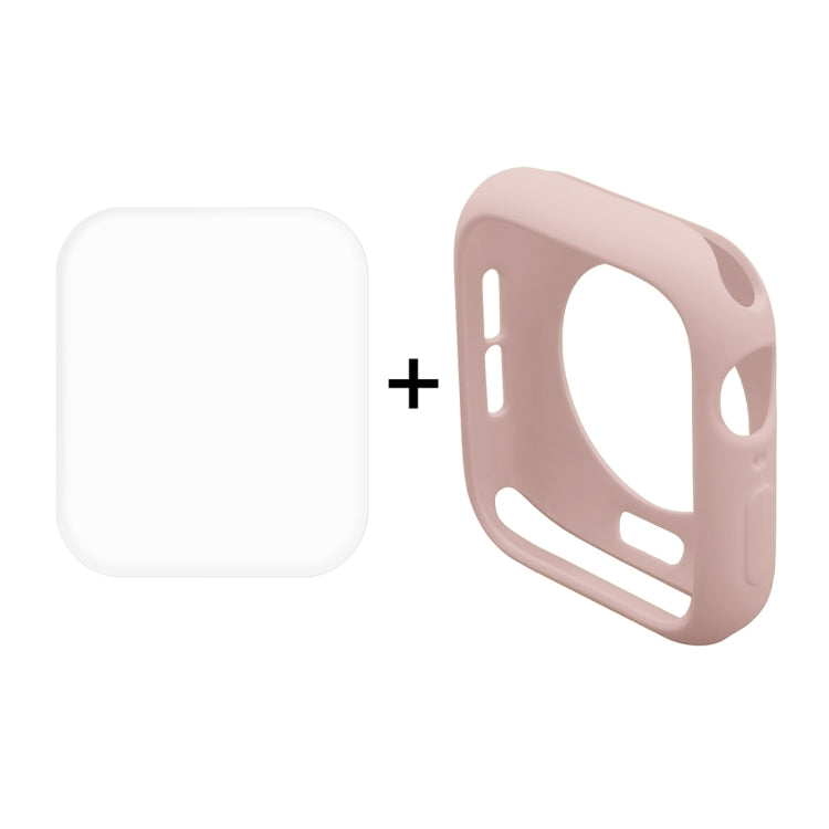 ENKAY Hat-Prince 2 in 1 TPU Semi-clad Protective Shell + 3D Full Screen PET Curved Heat Bending HD Screen Protector for Apple Watch Series 5 & 4 44mm(Pink) - Watch Cases by ENKAY | Online Shopping South Africa | PMC Jewellery | Buy Now Pay Later Mobicred