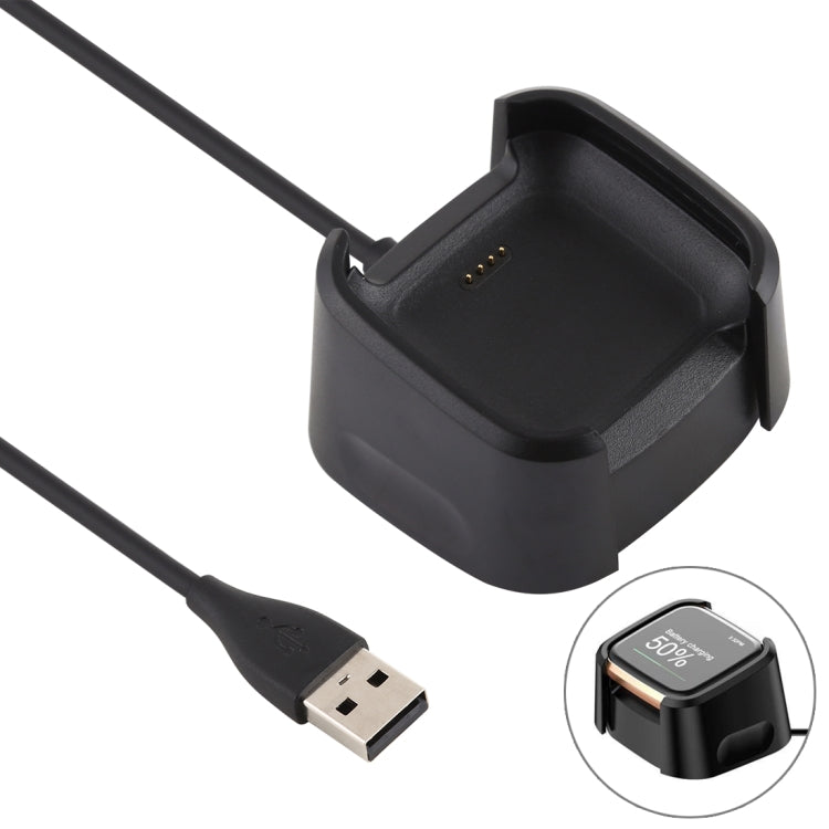 For Fitbit Versa 2 Charger Charging Dock Base Stand Holder with 1m Charging Cable(Black) - Charger by PMC TechLife | Online Shopping South Africa | PMC TechLife | Buy Now Pay Later Mobicred