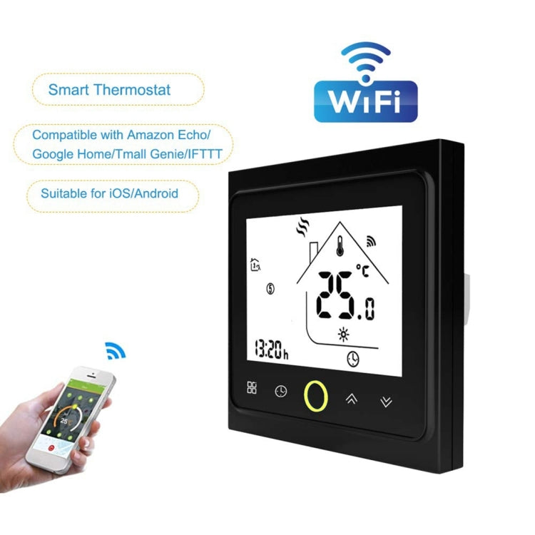 BHT-002GBLW 16A Load Electronic Heating Type LCD Digital Heating Room Thermostat with Sensor & Time Display, WiFi Control(Black) - free shipping - PMC TechLife - Order now!