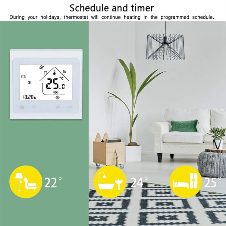 BHT-002GALW 3A Load Water Heating Type LCD Digital Heating Room Thermostat with Time Display, WiFi Control(Black) - Indoor Thermometer by PMC TechLife | Online Shopping South Africa | PMC TechLife