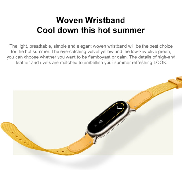 Original For Xiaomi Mi Band 8 Nylon Braided + Leather Watch Band(Yellow) - Watch Bands by Xiaomi | Online Shopping South Africa | PMC Jewellery | Buy Now Pay Later Mobicred