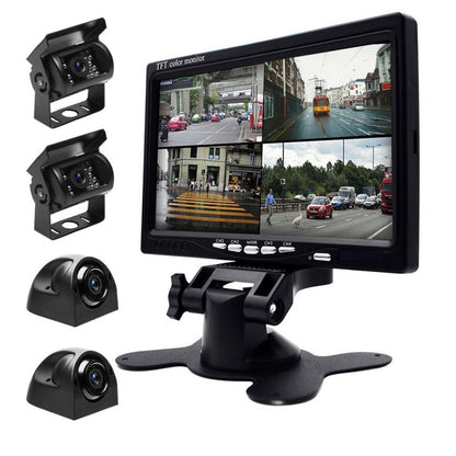 K0164 7 inch HD Car 18 IR Night Vision Rear View Backup Four Cameras Rearview Monitor - Rear View Cameras by PMC Jewellery | Online Shopping South Africa | PMC Jewellery