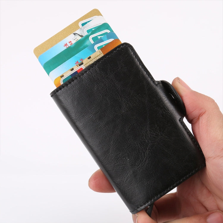 X-7 Antimagnetic RFID  Multi-functional Aluminum Crazy Horse Texture Leather Card Bag Wallet(Coffee) - free shipping - PMC TechLife - Order now!