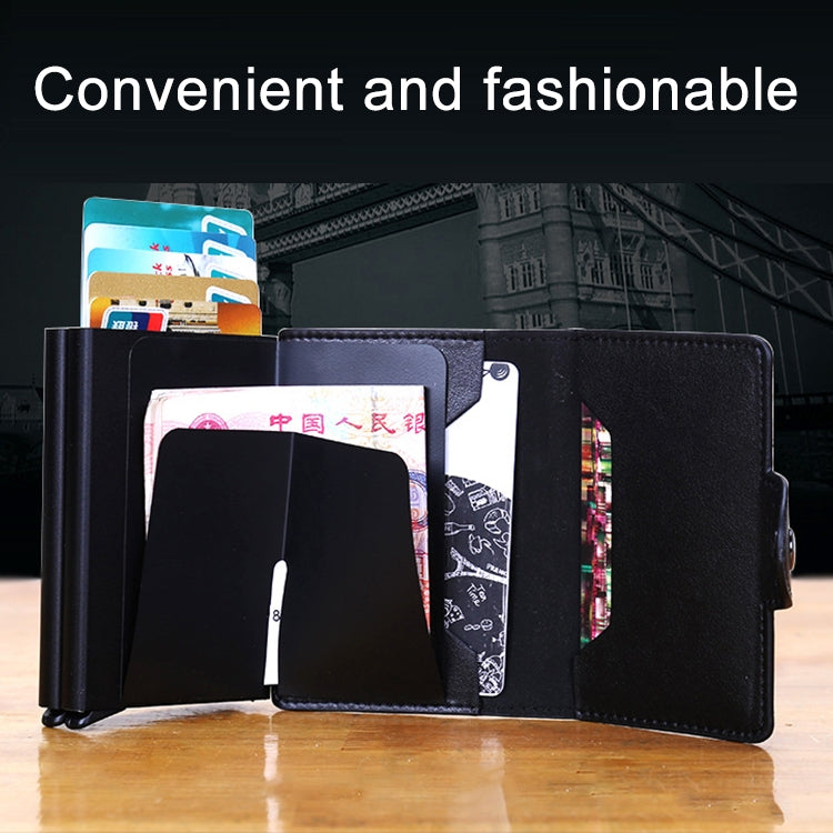X-7 Antimagnetic RFID  Multi-functional Aluminum Crazy Horse Texture Leather Card Bag Wallet(Coffee) - free shipping - PMC TechLife - Order now!