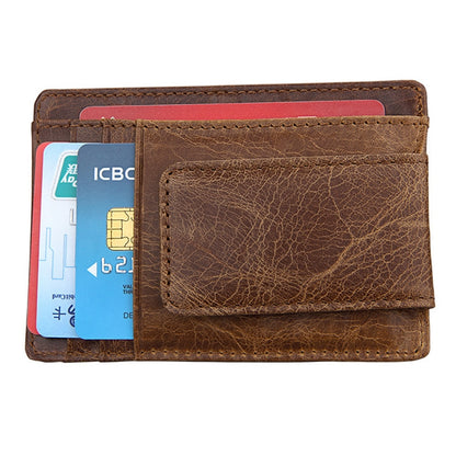 KB80 Antimagnetic RFID Crazy Horse Texture Oil Wax Leather Card Holder Wallet Billfold for Men and Women (Yellowish-brown) - Antimagnetic RFID Package by PMC Jewellery | Online Shopping South Africa | PMC Jewellery | Buy Now Pay Later Mobicred