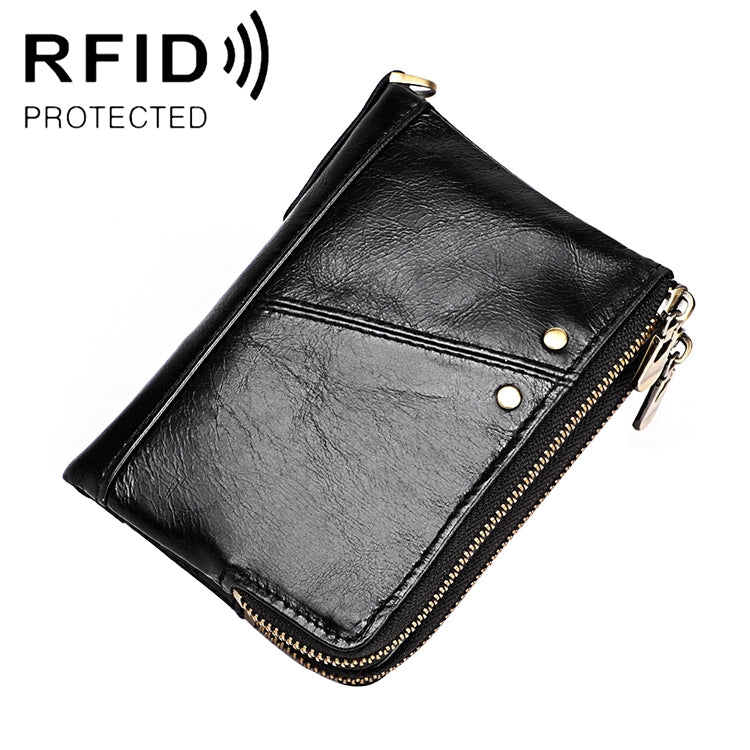 3533 Antimagnetic RFID Top-grain Leather Crazy Horse Texture Men Business Leisure Wallet (Black) - Antimagnetic RFID Package by PMC Jewellery | Online Shopping South Africa | PMC Jewellery | Buy Now Pay Later Mobicred