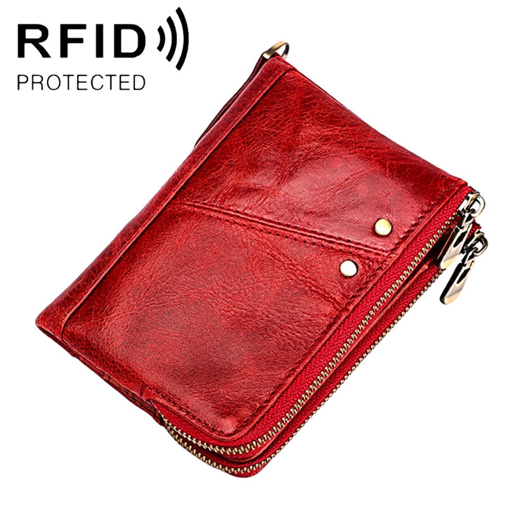 3533 Antimagnetic RFID Top-grain Leather Crazy Horse Texture Men Business Leisure Wallet (Red) - Antimagnetic RFID Package by PMC Jewellery | Online Shopping South Africa | PMC Jewellery | Buy Now Pay Later Mobicred