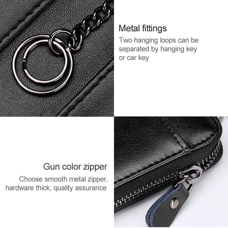 9106 Large-capacity Zipper Leather Keys Holder Bag Multi-function Wallet(Black) - Wallets by PMC Jewellery | Online Shopping South Africa | PMC Jewellery