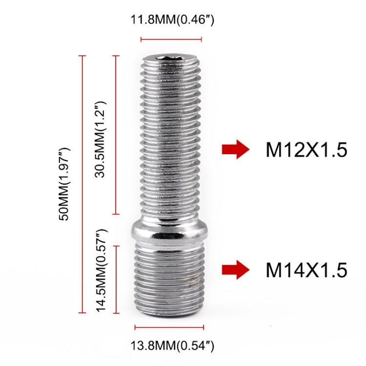 20 PCS 5cm Universal Car Modification Extended Wheels Stud Conversion M14x1.5 to M12x1.5 Screw Adapter LN032 LN033 LN044 - free shipping - PMC TechLife - Order now!