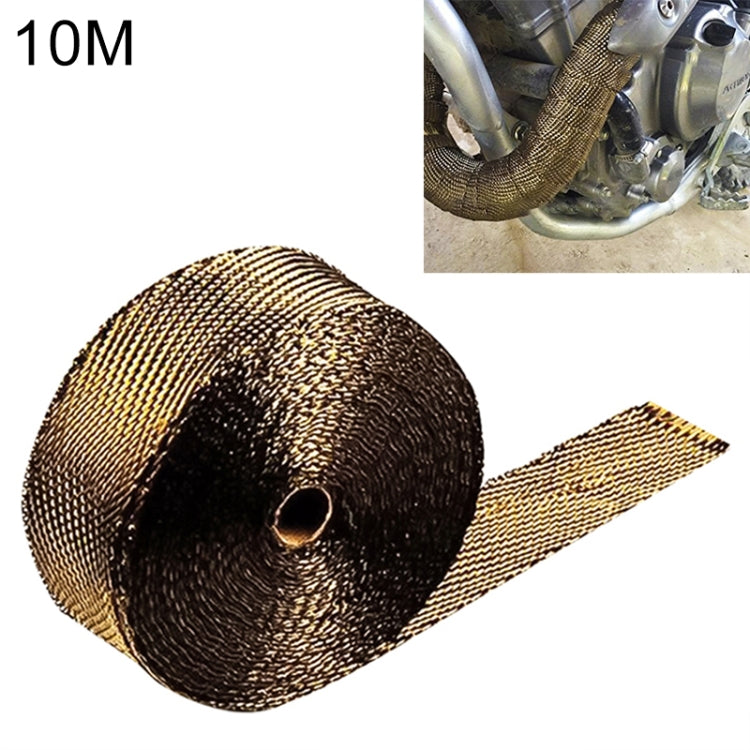 10m Titanium Gold Exhaust Wrap Auto Motor Exhaust Heat Shield Wrap Heat Resistant Wrap - Exhaust Pipes by PMC Jewellery | Online Shopping South Africa | PMC Jewellery