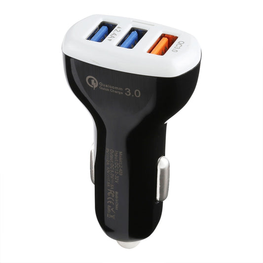 LZ-429 QC3.0 2.4A Three USB Ports Smart Quick Car Charger(Black) - Car Charger by PMC Jewellery | Online Shopping South Africa | PMC Jewellery