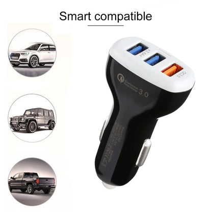 LZ-429 QC3.0 2.4A Three USB Ports Smart Quick Car Charger(Black) - Car Charger by PMC Jewellery | Online Shopping South Africa | PMC Jewellery