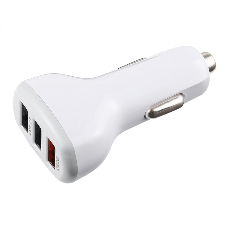 LZ-429 QC3.0 2.4A Three USB Ports Smart Quick Car Charger(White) - Car Charger by PMC Jewellery | Online Shopping South Africa | PMC Jewellery