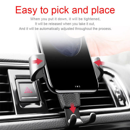 Litchi Texture Gravity Car Mount Phone Holder (White) - Car Holders by PMC Jewellery | Online Shopping South Africa | PMC Jewellery